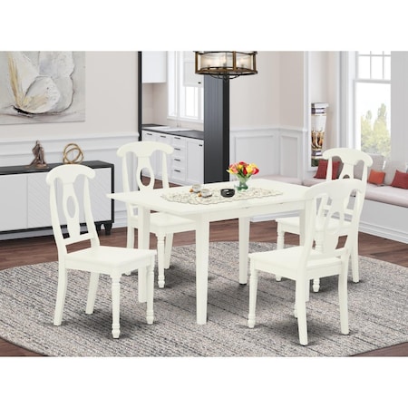 East West Furniture 5 Piece Norfolk Dinette Set - Linen White NOKE5-LWH-W